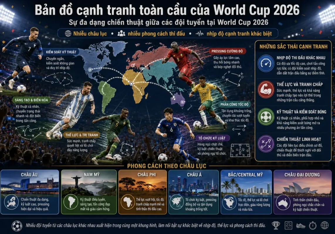 Sự đa dạng chiến thuật giữa các đội tuyển tại World Cup 2026