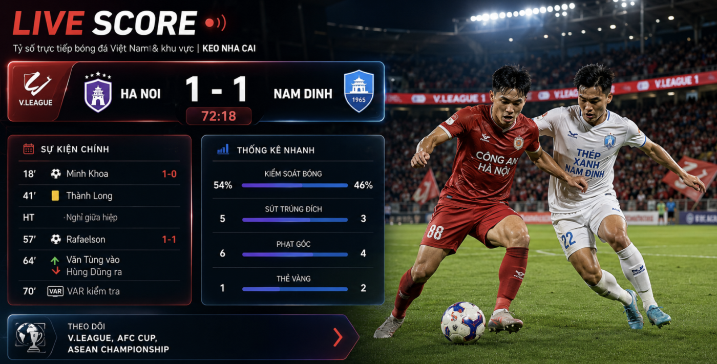 Livescore bóng đá Việt Nam và các giải khu vực